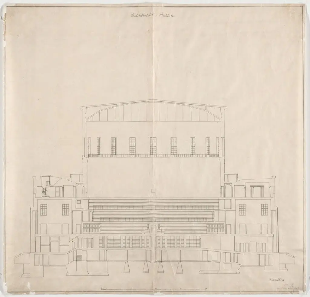 Public Library, Stockholm, Sweden, Section by Erik Gunnar Asplund