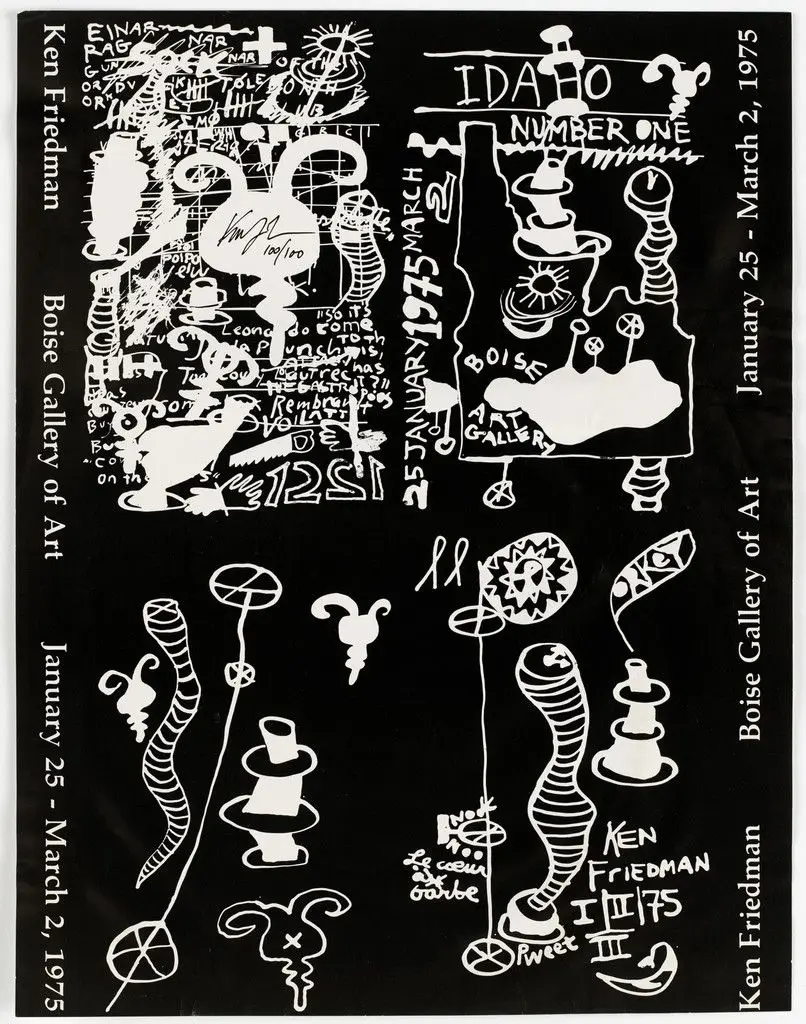 Poster for Ken Friedman, Boise Gallery of Art, Boise, Idaho, January 25–March 2, 1975 by Ken Friedman