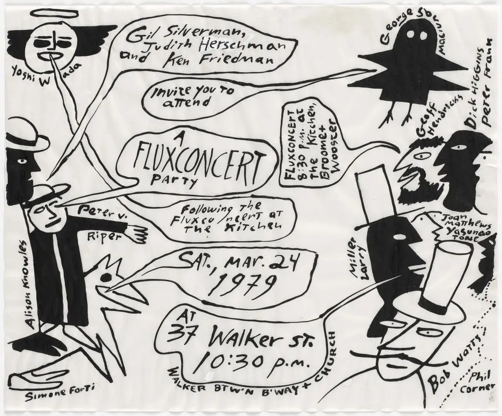 Invitation for A Fluxconcert Party, 37 Walker St., New York, March 24, 1979 by Ken Friedman