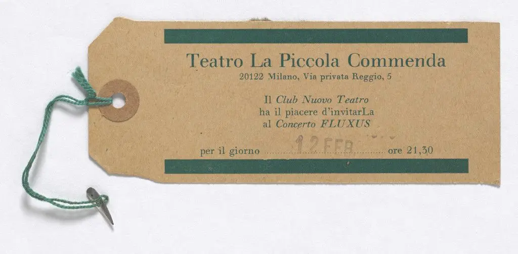 Announcement for Concert Fluxus, Teatro La Piccola Commenda, Milan, February 12, 1967 by Designer Unidentified