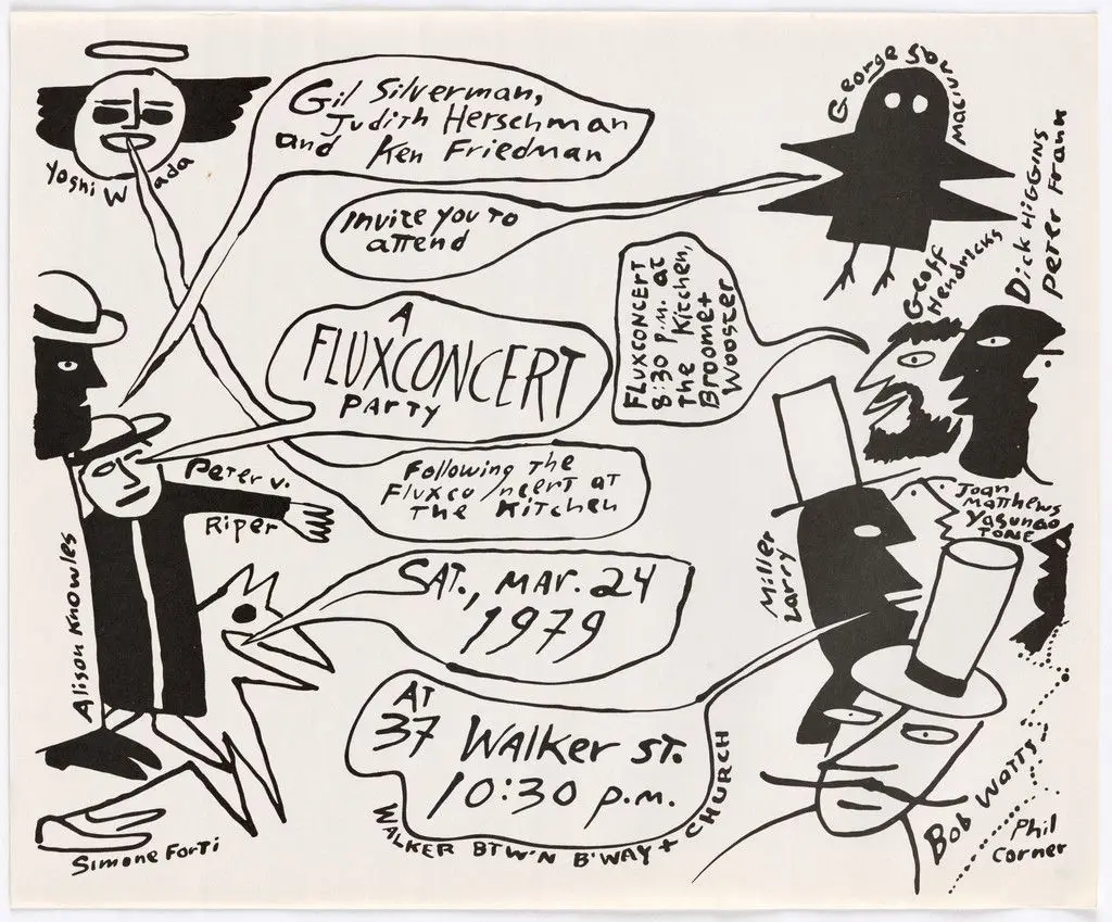 Invitation for A Fluxconcert Party, 37 Walker St., New York, March 24, 1979 by Ken Friedman