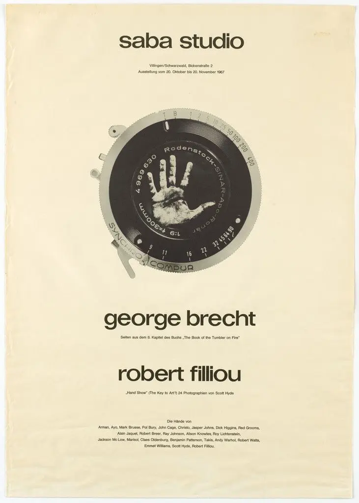 Poster for George Brecht & Robert Filliou, Saba Studio, Villingen, October 20–November 20, 1967 by George Brecht, Robert Filliou, Designer Unidentified
