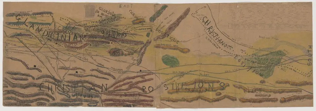Untitled (Map of Angelinia Ayathas Battlefield) by Henry Darger