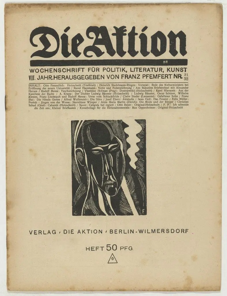 Die Aktion, vol. 7, no. 31/32 by Otto Freundlich, Conrad Felixmüller, Christian Schad, Otto Beyer, Leipzig/Berlin, A. Krapp