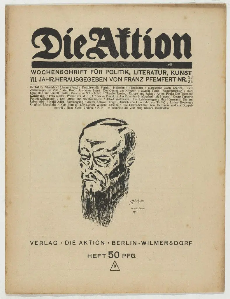 Die Aktion, vol. 7, no. 33/34 by Otto Freundlich, Lothar Homeyer