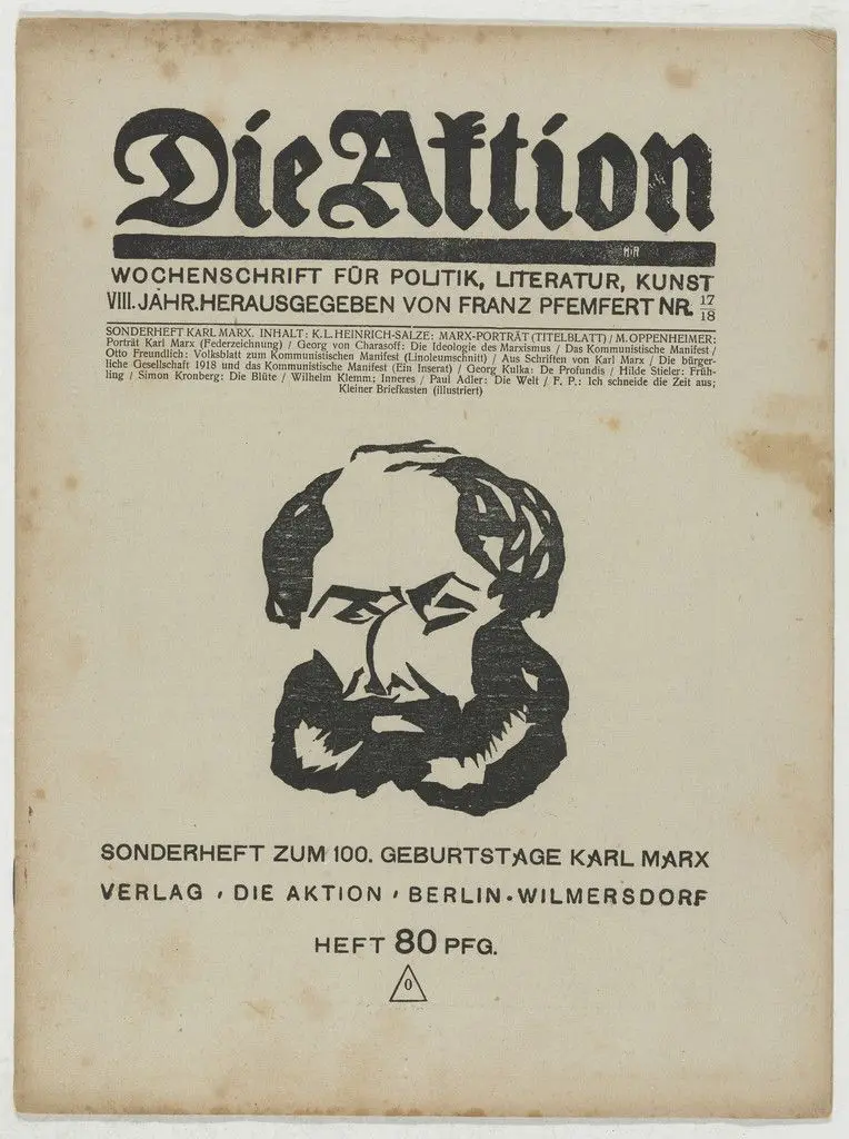 Die Aktion, vol. 8, no. 17/18 by Katharina Heise (Karl Luis Heinrich-Salze), Otto Freundlich, Augusta von Zitzewitz
