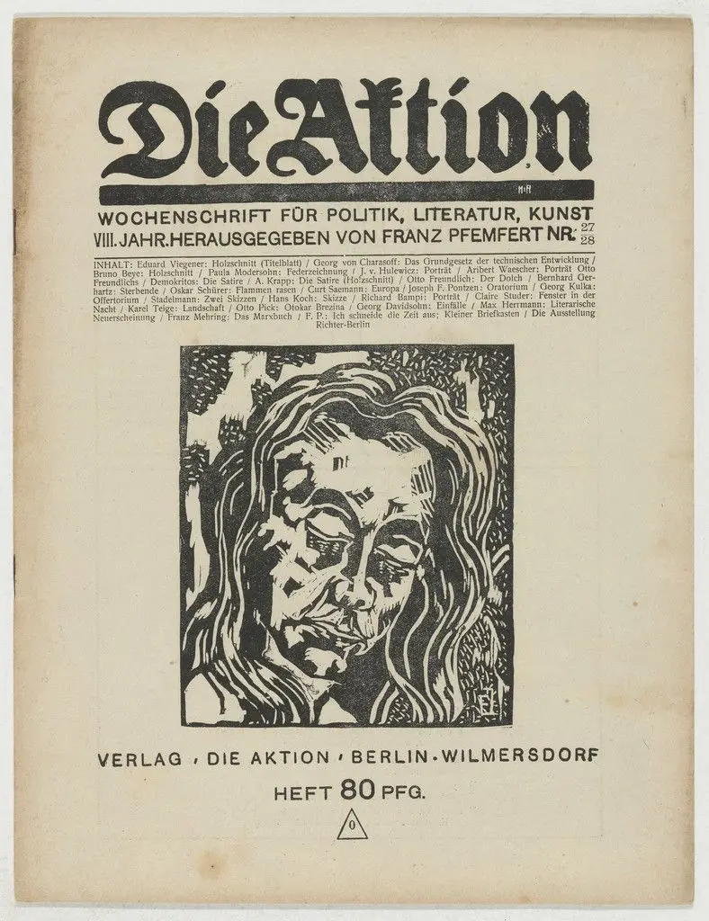 Die Aktion, vol. 8, no. 27/28 by A. Krapp, Otto Freundlich, Richard Bampi, Eberhard Viegener, Bruno Beye, Jerzy von Hulewicz