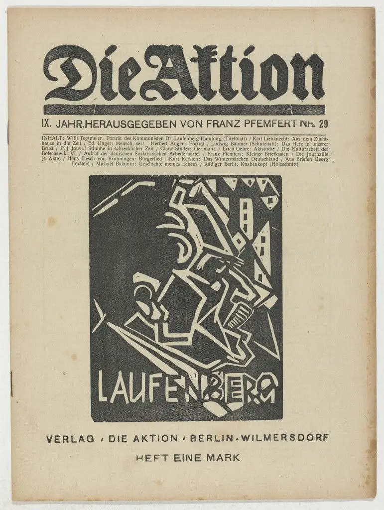 Die Aktion, vol. 9, no. 29 by Willi Tegtmeier, Herbert Anger, Erich Gehre, Rüdiger Berlit