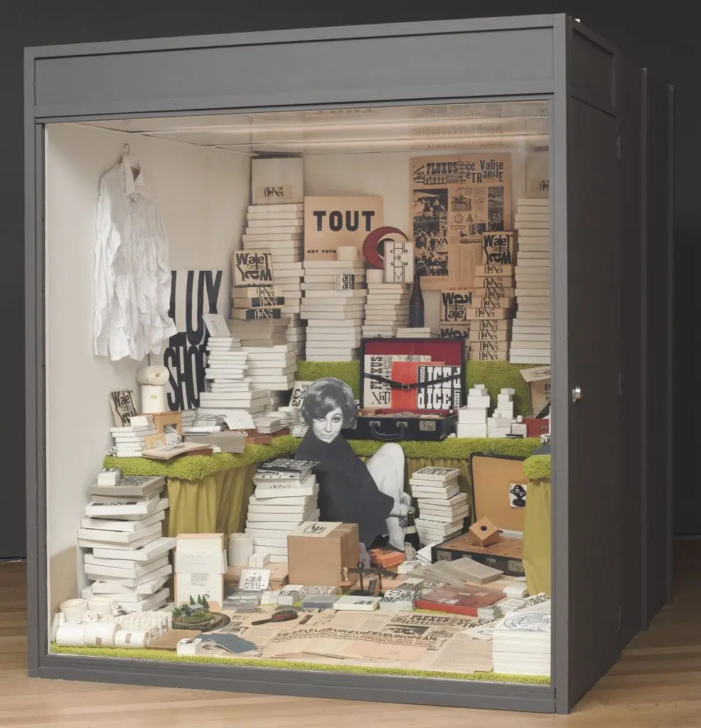 Construction of European Mail-order Warehouse/Fluxshop by Various Artists, Eric Andersen, Ay-O, George Brecht, Giuseppe Chiari, Congo (a Chimpanzee), Willem de Ridder, Anna Halprin, Dick Higgins, Allan Kaprow, Alison Knowles, Jirí Kolár, Arthur Köpcke, Jackson Mac Low, George Maciunas, Nam June Paik, Benjamin Patterson, Tomas Schmit, Mieko Shiomi, Ben Vautier, Robert Watts, Emmett Williams, La Monte Young