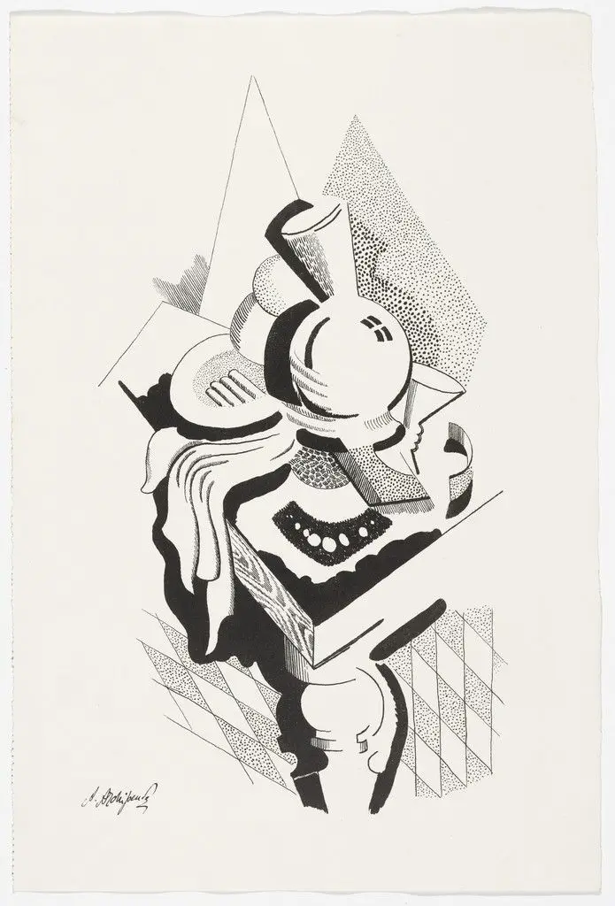 Untitled (Still Life with Vase) from the portfolio Alexandre Archipenko: Dreizehn Steinzeichnungen by Alexander Archipenko