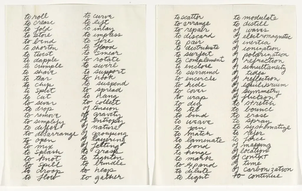 Verb List by Richard Serra
