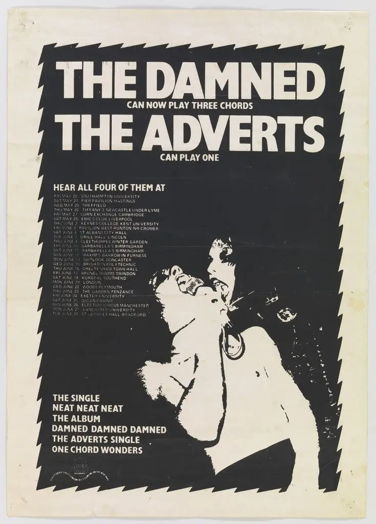 The Damned with the Adverts by Barney Bubbles (Colin Fulcher)