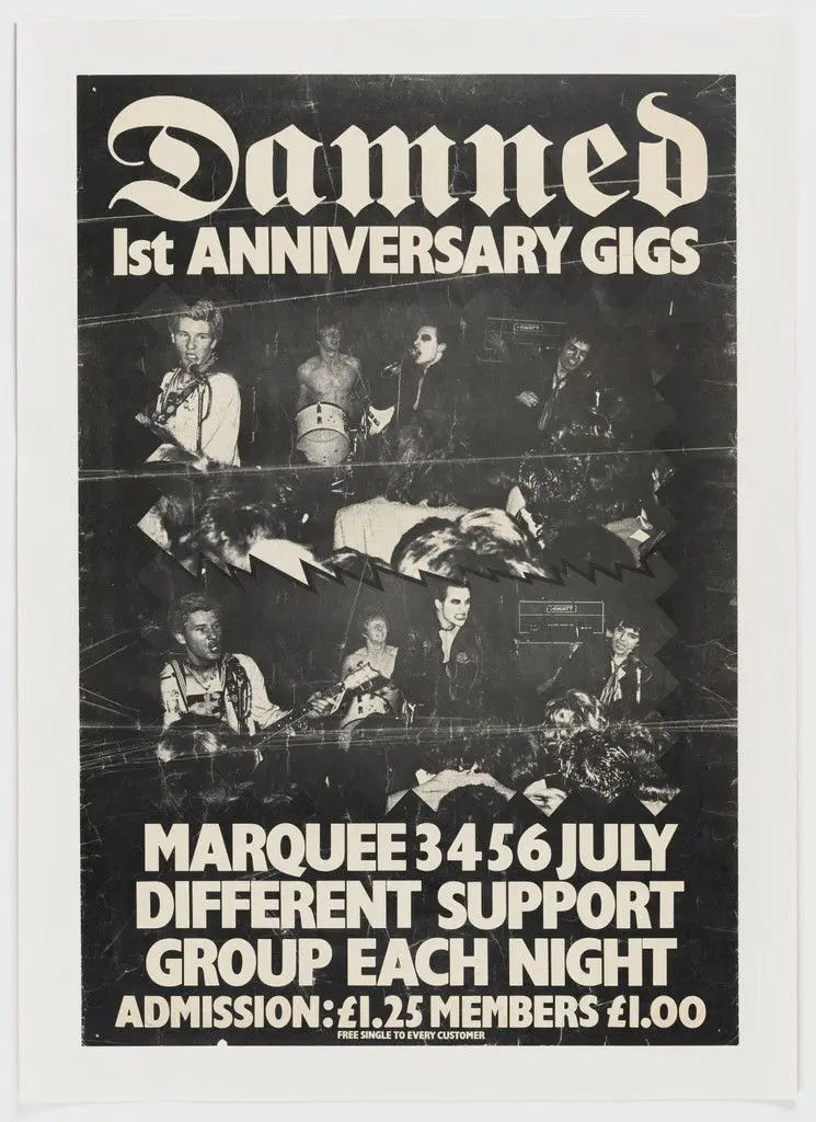 The Damned, 1st Anniversary Concert by Barney Bubbles (Colin Fulcher)