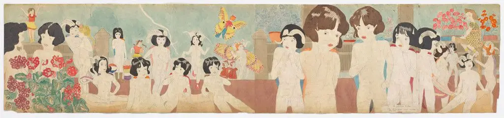 a) At Jennie Richee the Blengins stay under shelter b) Lightning strikes the crazy outfit again by Henry Darger