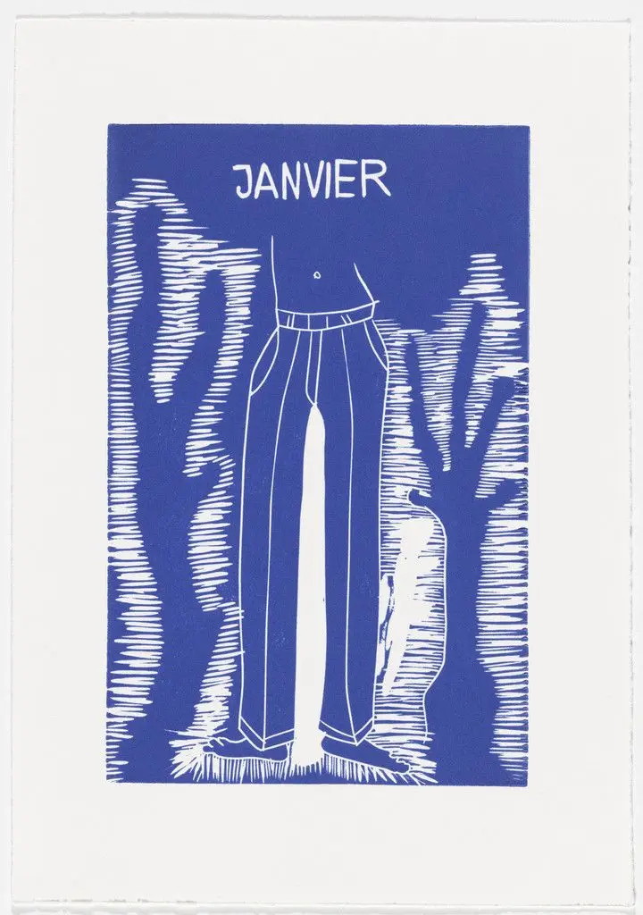 January (janvier) from The Erotic Diary of a Lumberjack (Le journal érotique d'un bûcheron) by Barthelemy Toguo