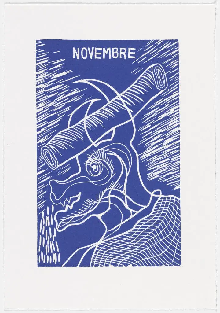November (novembre) from The Erotic Diary of a Lumberjack (Le journal érotique d'un bûcheron) by Barthelemy Toguo