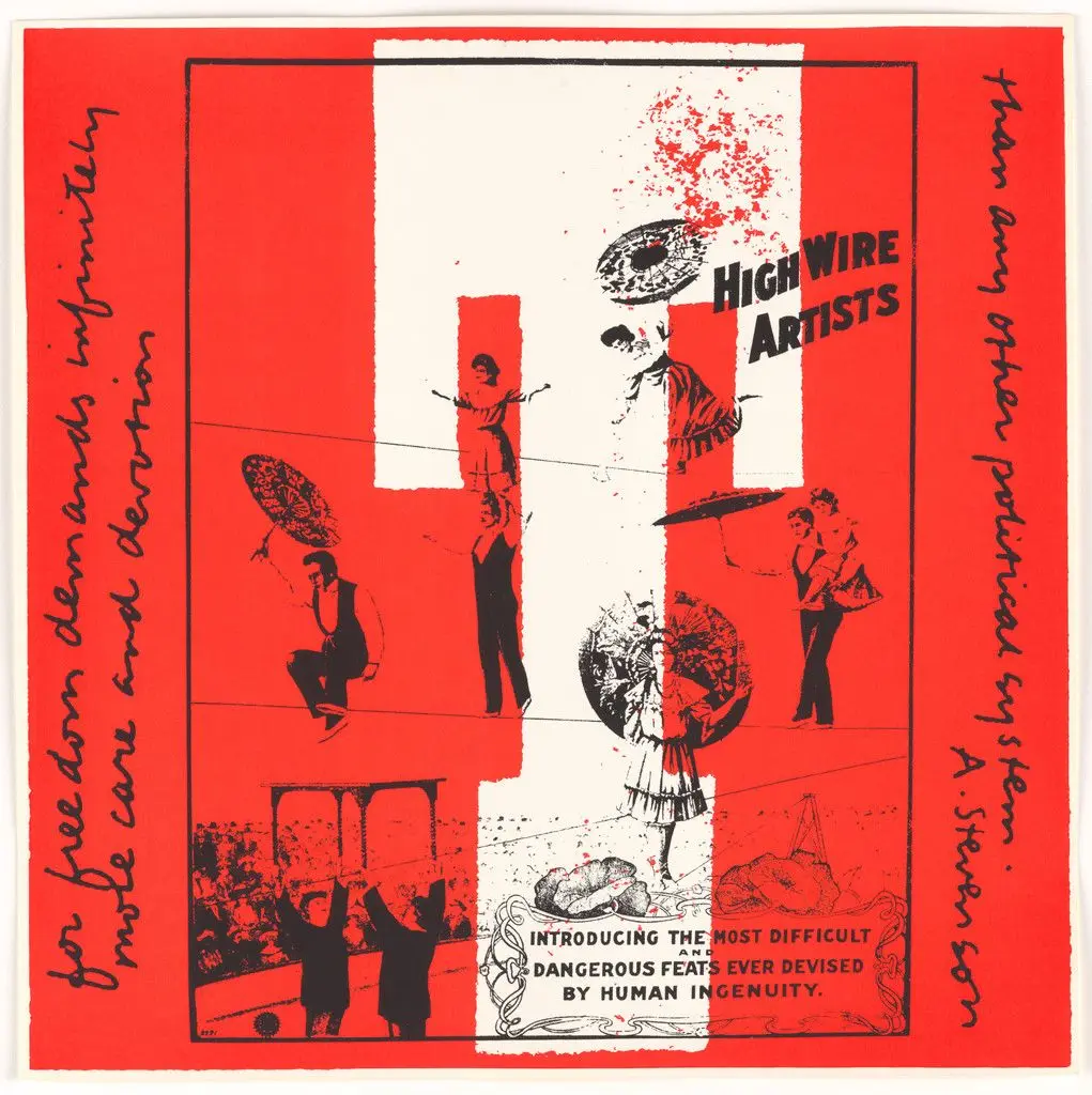 T the tight rope from circus alphabet by Corita Kent (Sister Mary Corita)