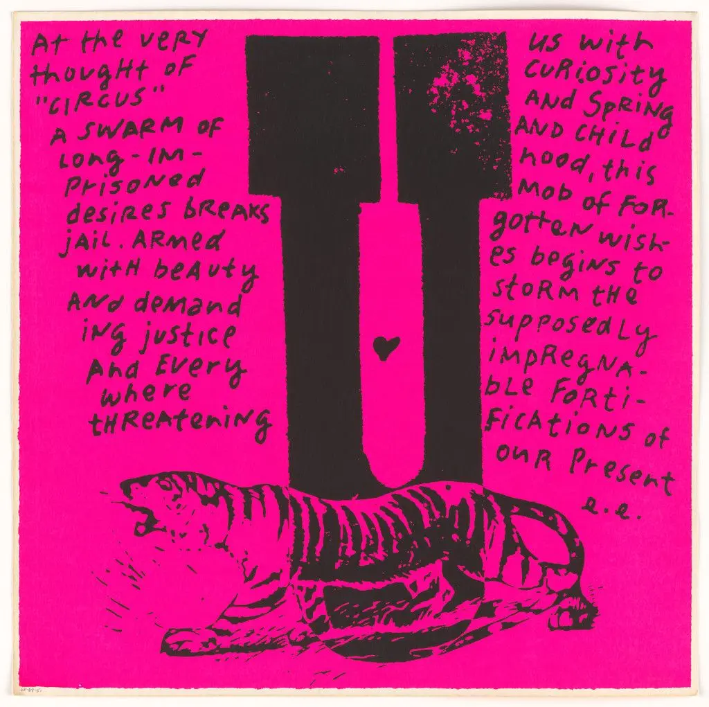 U you are a tiger from circus alphabet by Corita Kent (Sister Mary Corita)