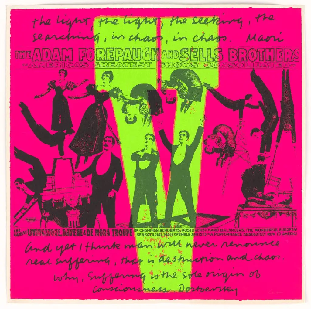 V very interesting from circus alphabet by Corita Kent (Sister Mary Corita)