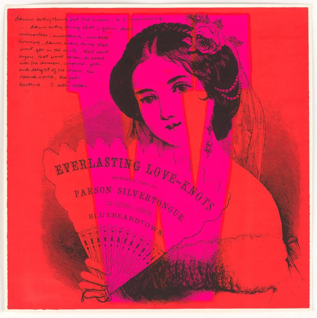 W what every woman knows from circus alphabet by Corita Kent (Sister Mary Corita)