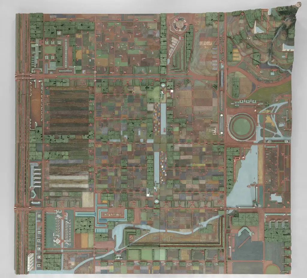 Broadacre City Project (Model in four sections) by Frank Lloyd Wright
