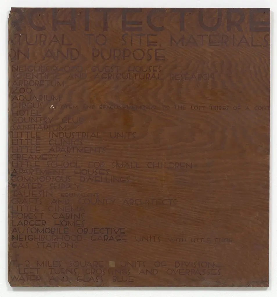 Text panel for Broadacre City Project by Frank Lloyd Wright