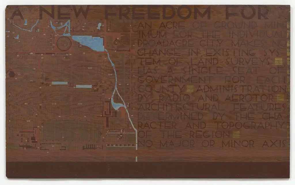 Text panel for Broadacre City Project by Frank Lloyd Wright