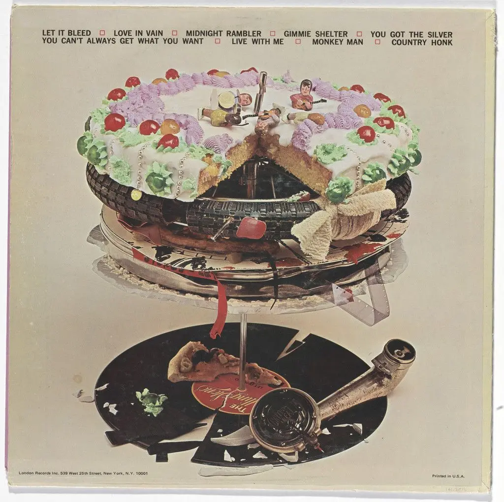 Album cover for the Rolling Stones, Let It Bleed by Robert Brownjohn, Delia Smith, Decca Records