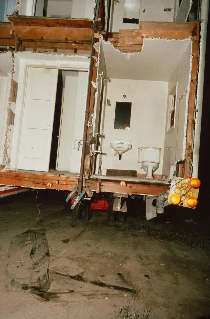 Shipyard-workers' housing--built during the Second World War--being moved from San Pedro to South-Central Los Angeles from the series Fish Story by Allan Sekula