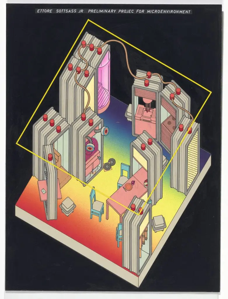 Preliminary Project for Microenvironment by Ettore Sottsass