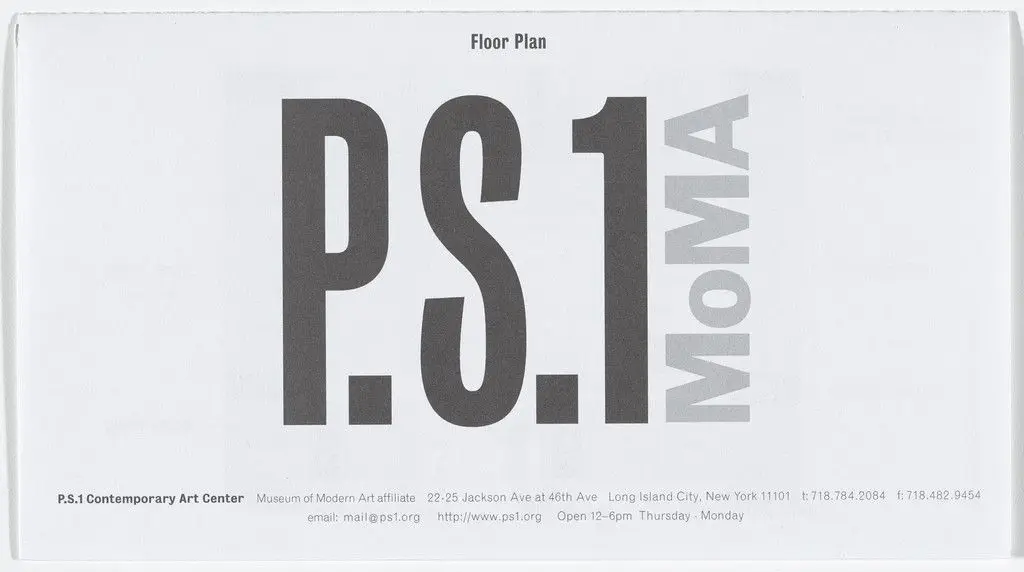 Exhibition floorplan for The Big Umbrella at MoMA PS1, New York, October 24, 2004–January 23, 2005 by Aleksandra Mir
