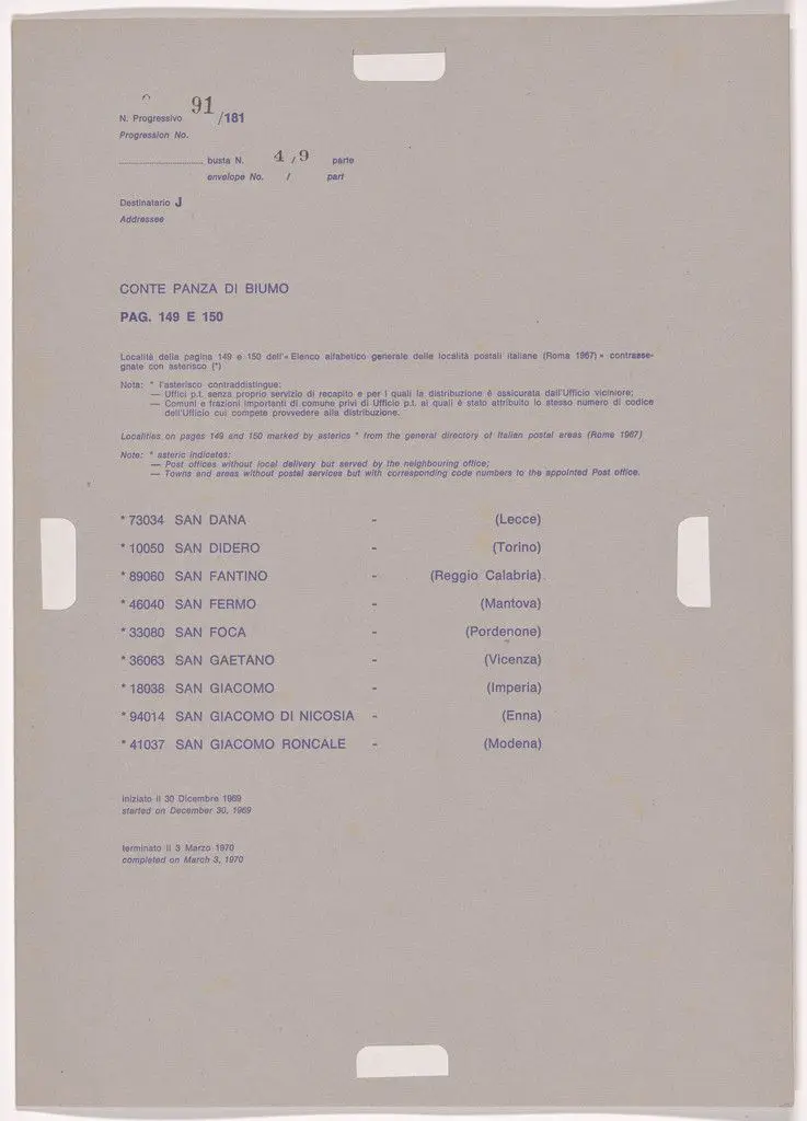 Postal Dossier (Dossier postale) by Alighiero Boetti