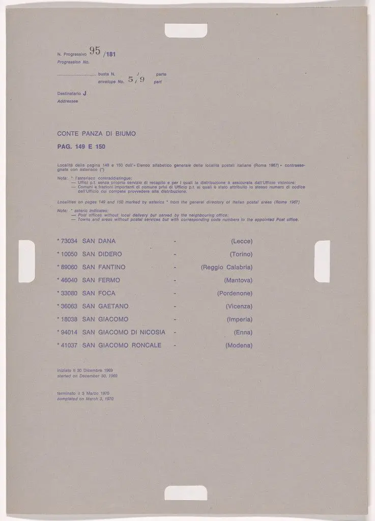 Postal Dossier (Dossier postale) by Alighiero Boetti