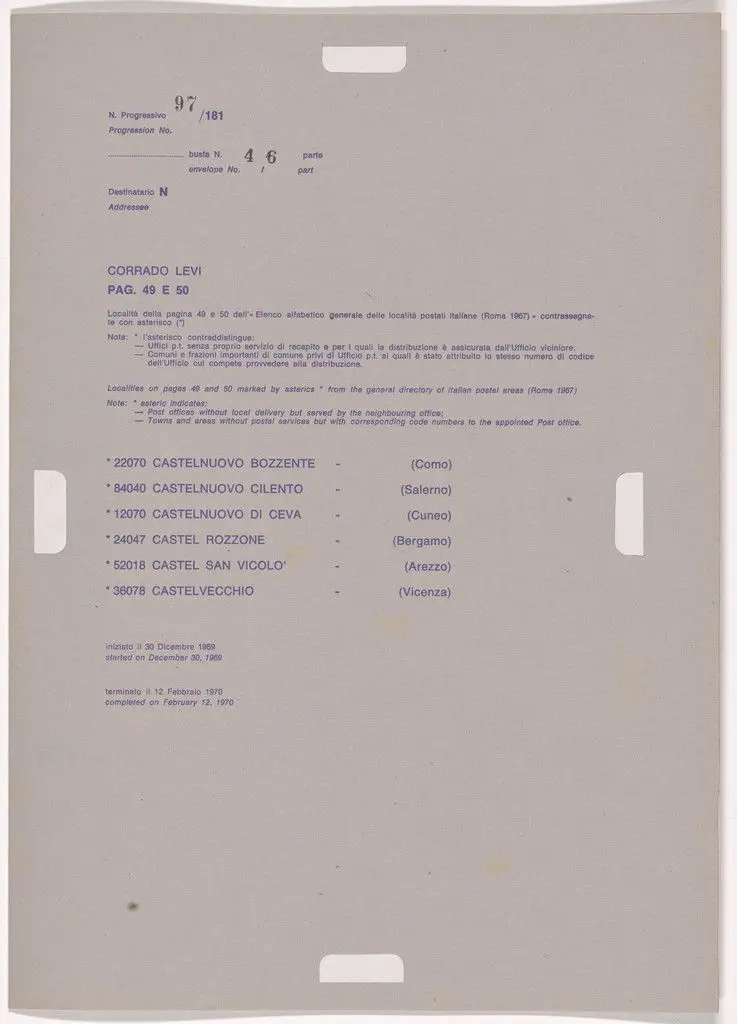 Postal Dossier (Dossier postale) by Alighiero Boetti