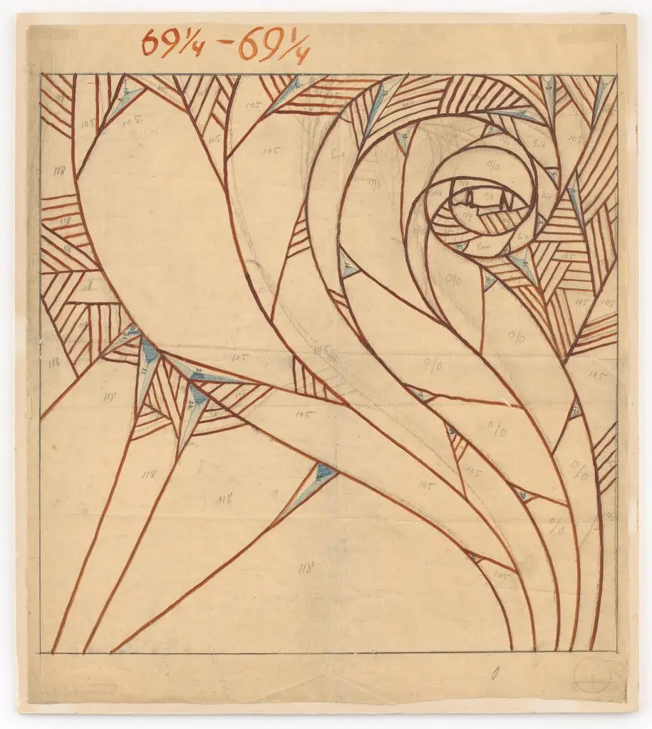 Design for a leaded glass window by Koloman Moser