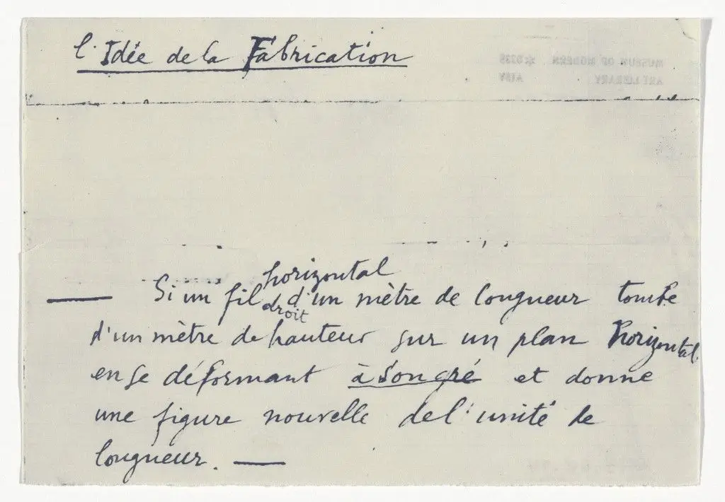 Untitled from The Bride Stripped Bare by Her Bachelors, Even (The Green Box) (La mariée mise à nu par ses célibataires, même [Boîte verte]) by Marcel Duchamp