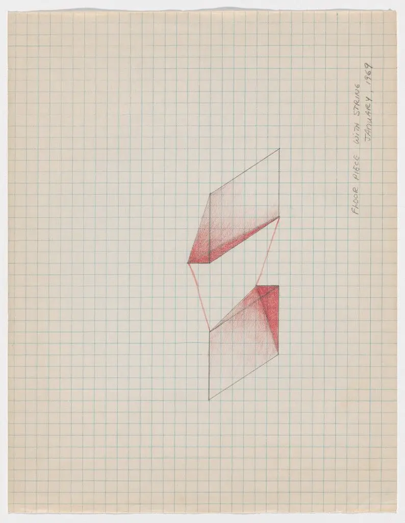 Floor Piece with String by Ree Morton