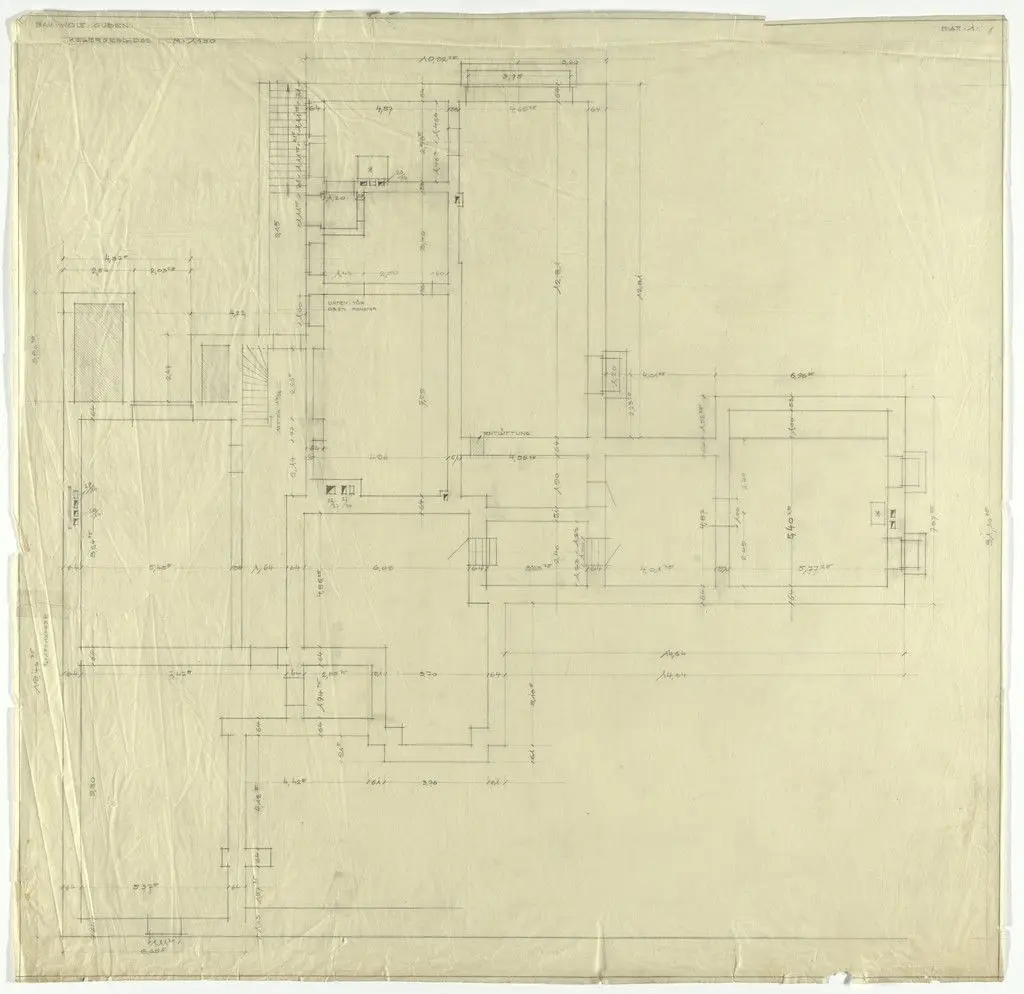 Wolf House, Gubin, Poland (Basement plan [final version]) by Ludwig Mies van der Rohe
