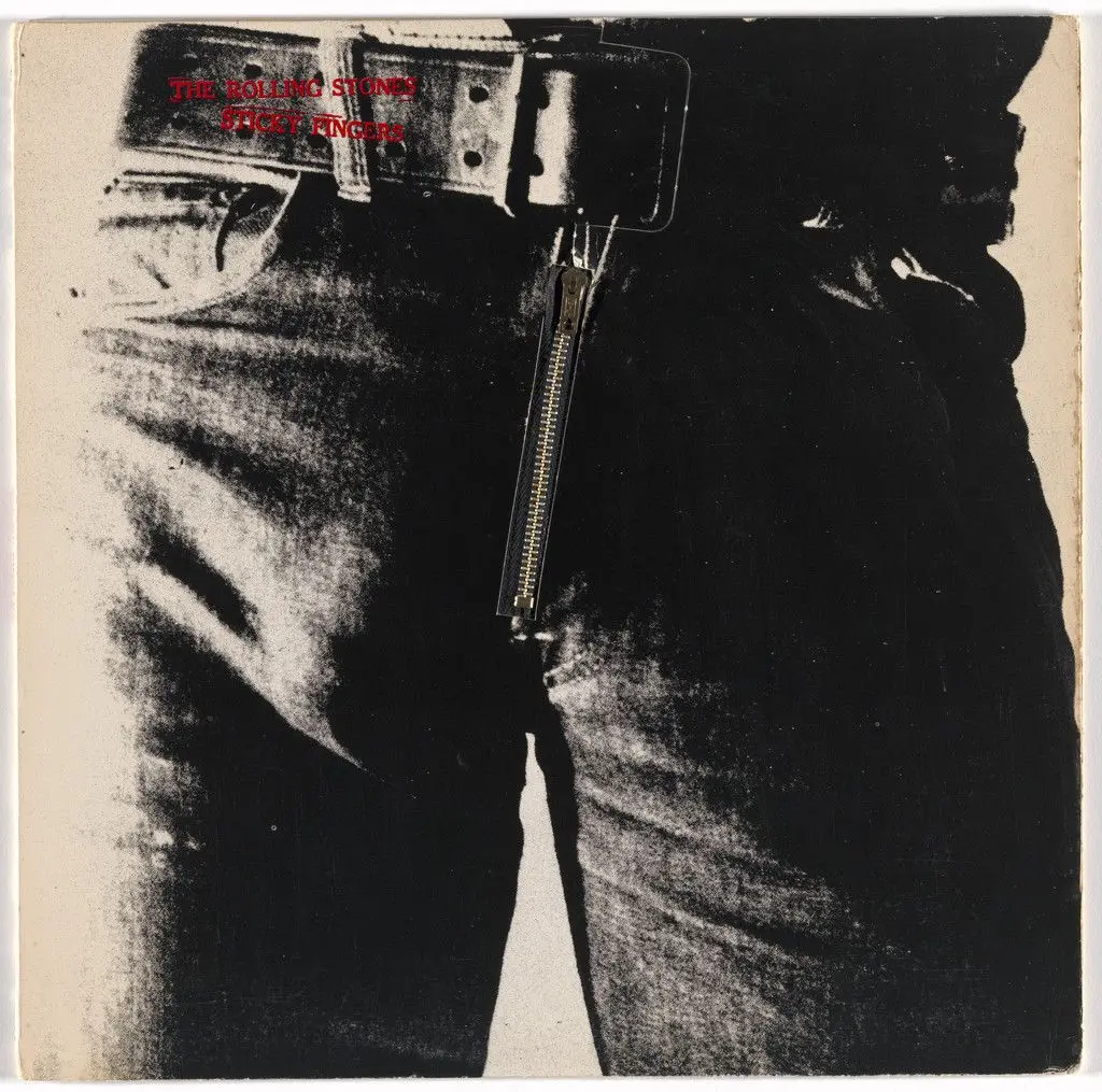 Album cover for The Rolling Stones, Sticky Fingers by Andy Warhol, Billy Name, Craig Braun, John Pasche, Rolling Stones Records