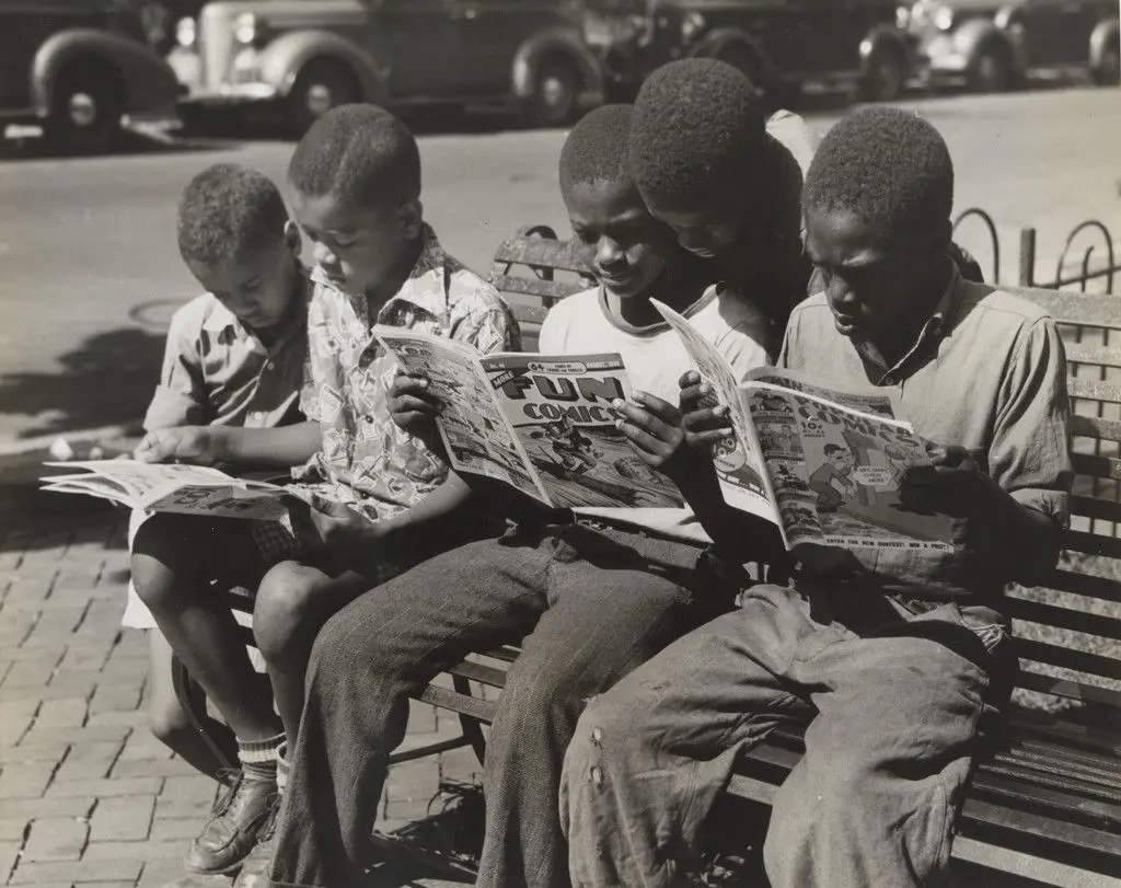 Kids on "T" Street Reading Funnies by Robert H. McNeill