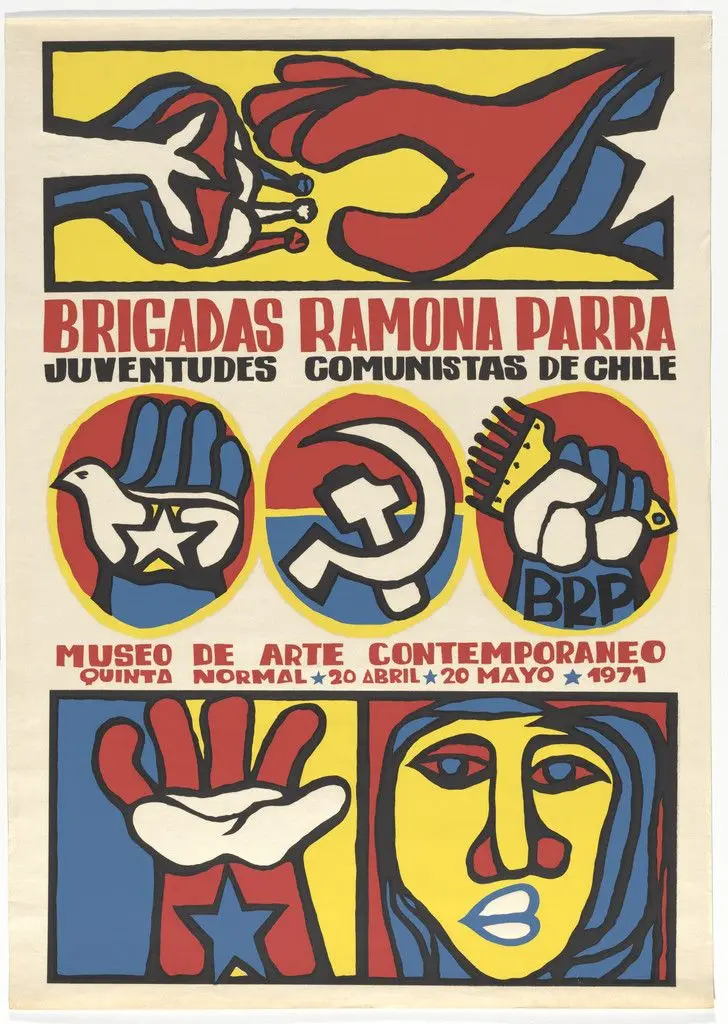 Brigadas Ramona Parra, Juventudes Comunistas de Chile (Poster for an exhibition at the Museo de Arte Contemporáneo, Santiago) by Brigadas Ramona Parra, Juventudes Comunistas de Chile