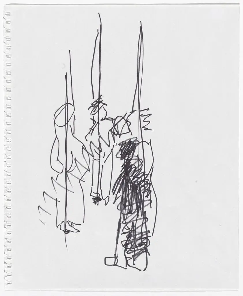 Solo drawing from the "Hangers" Performance by Simone Forti