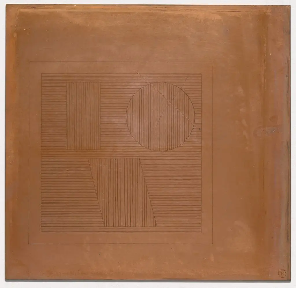 63 cancelled copperplates for Six Geometric Figures and All Their Combinations, Volume II by Sol LeWitt