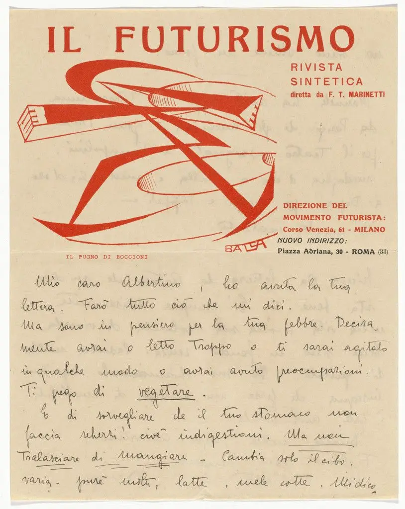 Il Futurismo letterhead (Letter to Albertino) by Giacomo Balla