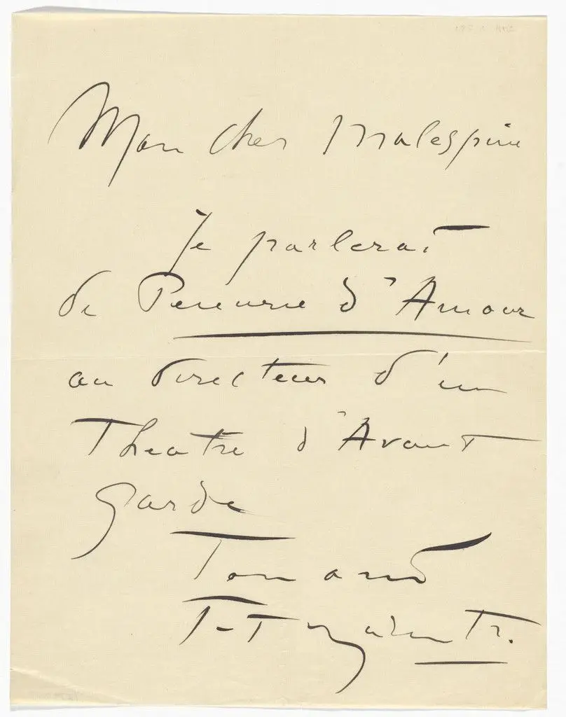 Letter to Émile Malespine from Marinetti by Filippo Tommaso Marinetti