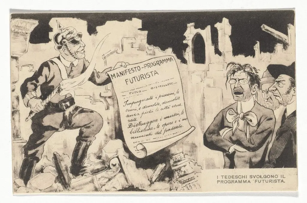 Caricatura di Giovanni Papinni, Manifesto-Programma Futurista (Postcard) by Unidentified Designer