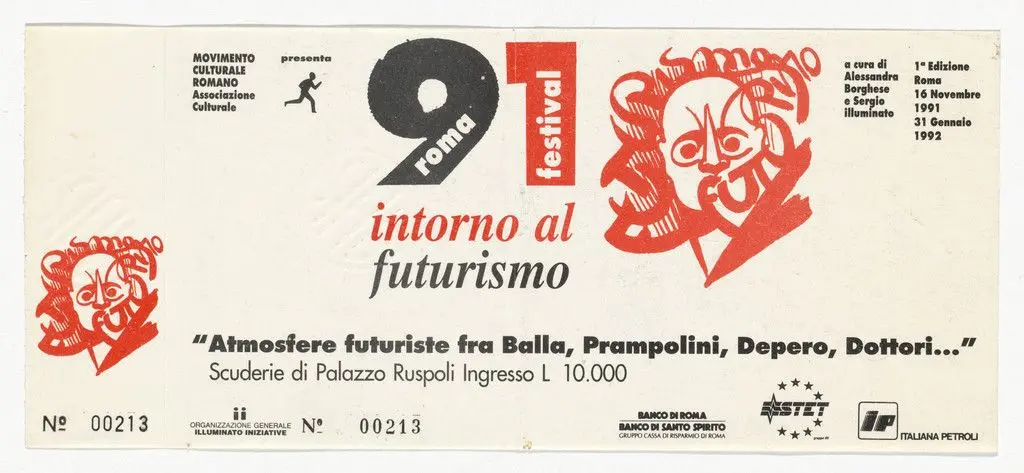 Ticket to Roma Festival 91, Intorno al Futurismo by Unidentified Designer