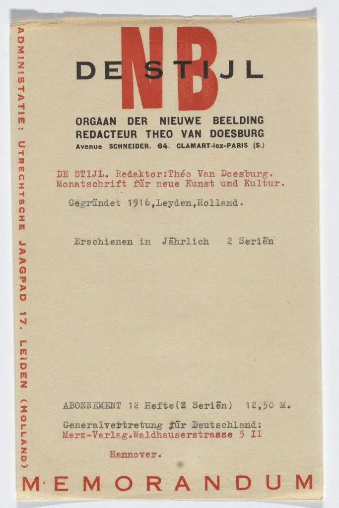 De Stijl NB stationery note paper by Theo van Doesburg