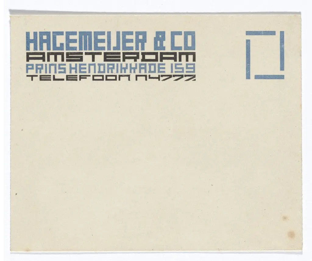 Hagemeijer & Co. stationery envelope by Theo van Doesburg