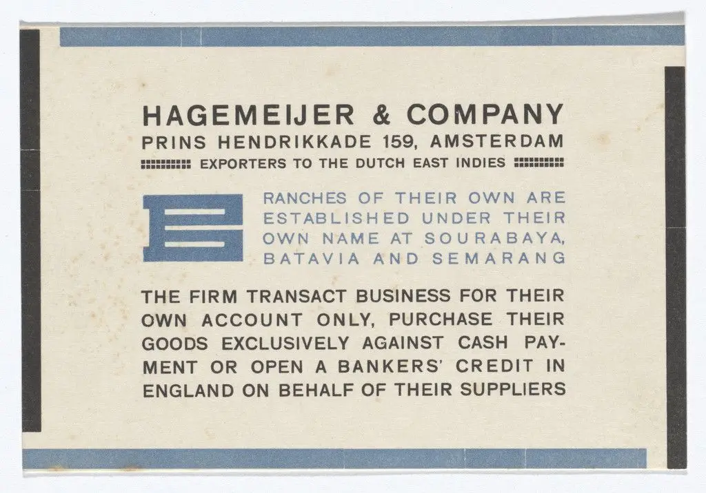 Hagemeijer & Co. advertising card by Theo van Doesburg